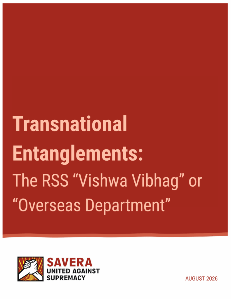 Cover of report titled Transnational Entanglements: The RSS "Vishwa Vibhag" or "Overseas Department"